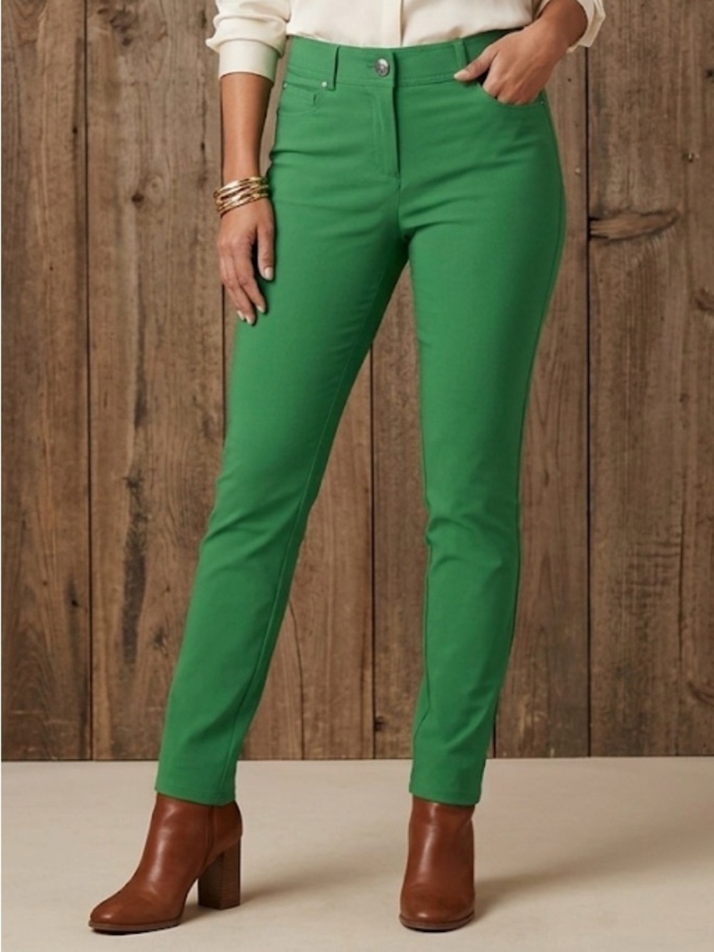 89th & Madison Emerald Green Cropped Slim Pants size 6